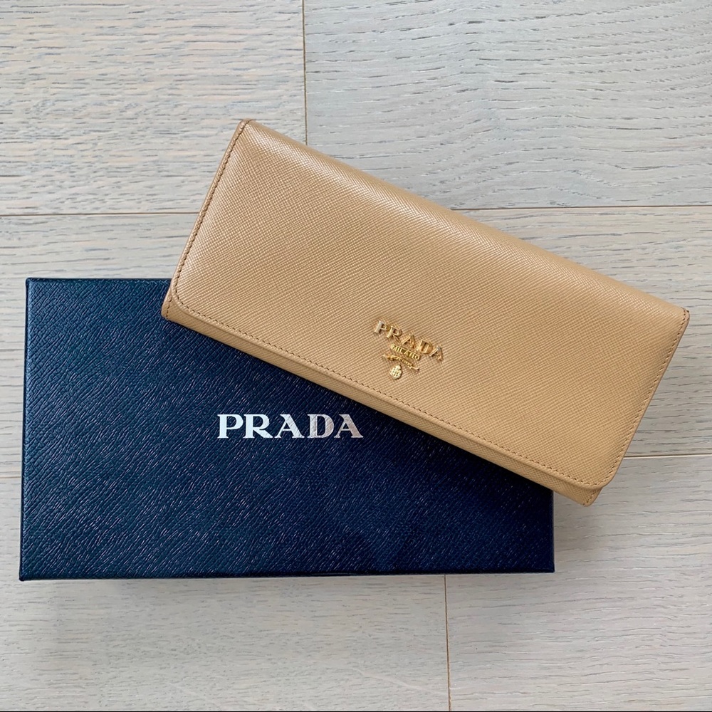 Prada Caramel Saffiano Long Continental Wallet